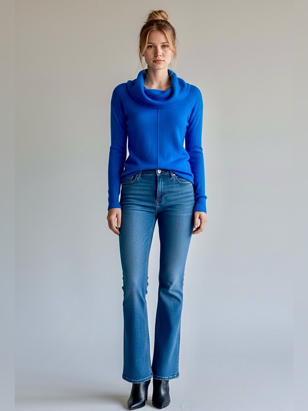 Y2K CASHMERE Cerulean Blue Cowl Neck Sweater / S
